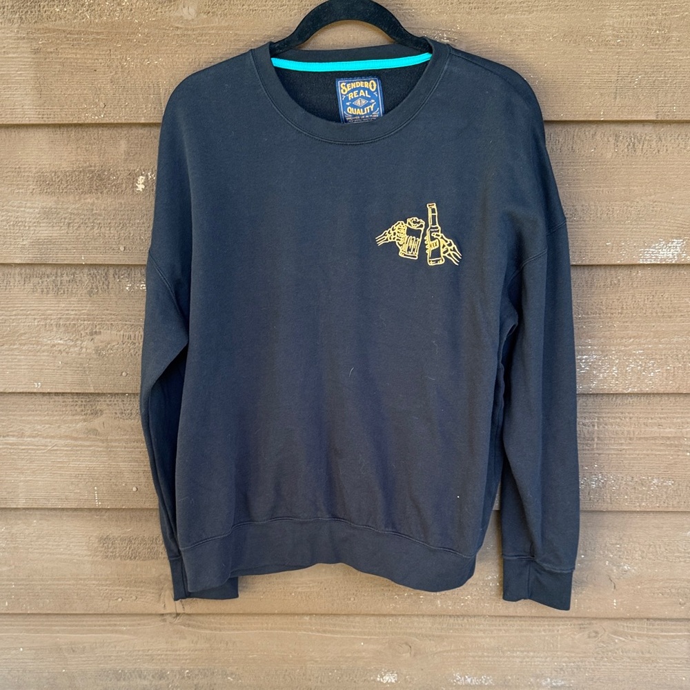 Sendero Provisions Black Sweatershirt “Never Drink with Your Shooting Hand” size